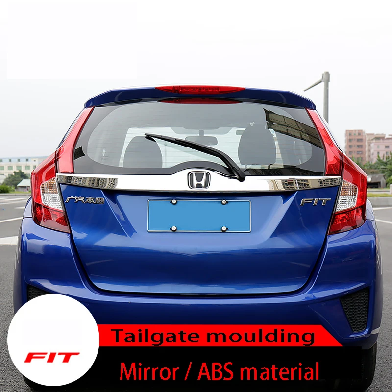 

Хромированная Задняя Крышка багажника, обшивка задних ворот для Honda Fit 2014 -2020, Стильные наклейки для салона автомобиля, защита багажника от с...