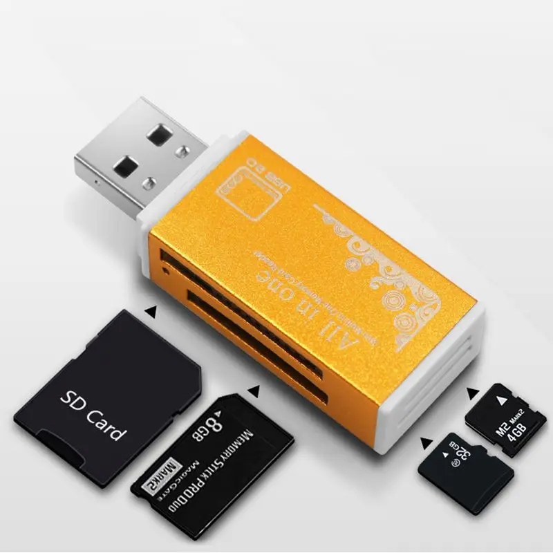 Алюминиевый Портативный USB кардридер 4 в 1 для карт Micro SD/TF|Видеорегистраторы| |