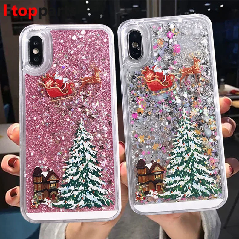 Dynamic Liquid Quicksand Рождественский чехол для телефона iPhone 11 Pro XR X XS Max 6 6S 7 8 блестящий