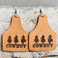 fashion western cowboy earrings silhouette leather geometric retro earrings personality temperament jewelry for women