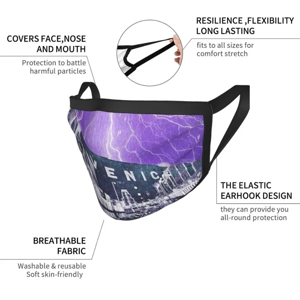 Untitled 2 Fashion Print Funny Pm2.5 Reusable Face Mask Purple Lightening Light Storm Stormy Sky Weather Venice Beach | Аксессуары для