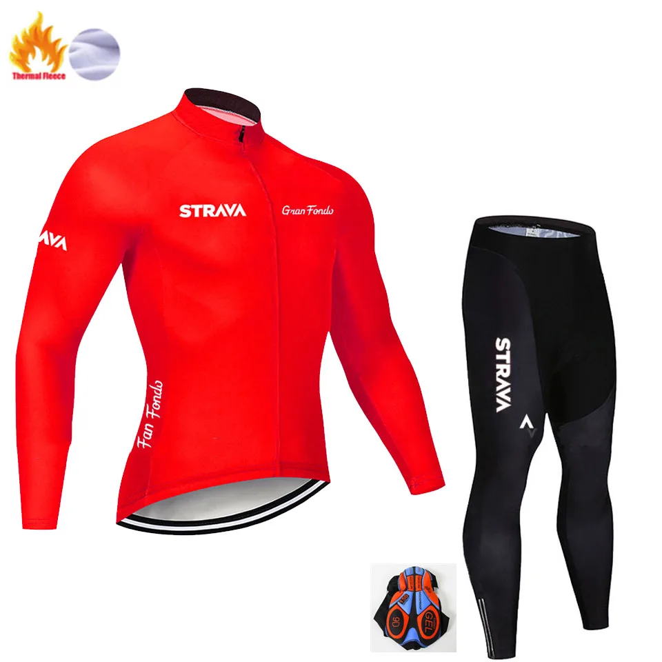 Winter Cycling Suit Strava, длинный рукав, Майо, Ropa Ciclismo Invierno, термо флис, велосипедная команда, Велоспорт, Джерси, набор, зима, MTB, одежда для велосипеда - Цвет: Winter Cycling Suit