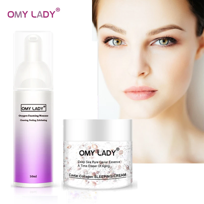 

Кислородный Пенящийся мусс OMY LADY, глубокое очищение лица очищающий, коллагеновый ночной крем для икры, увлажняющий крем для лица, спящий кре...