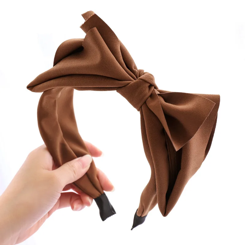 

CN New Solid Color Big Bowknot Hairbands for Women Girls Simple Wide Side Ethnic Fabric Headband Turban Fashion Hair Accessories