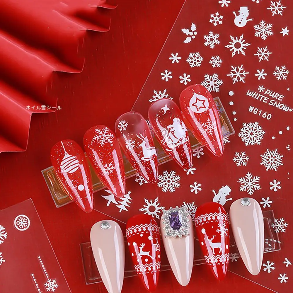 

Рождественские наклейки для дизайна ногтей, наклейки самоклеящиеся для ногтей, Санта-Клаус, снежинка, снеговик для украшения ногтей на Рожд...