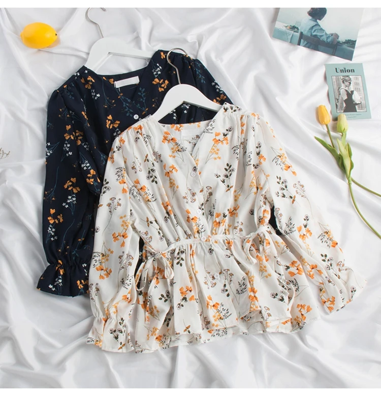 Blusas femininas de verao, женские блузки, женские осенние, весенние, испанский стиль, шикарные, Ретро стиль, с длинным рукавом, с принтом, Рубашки, Топы