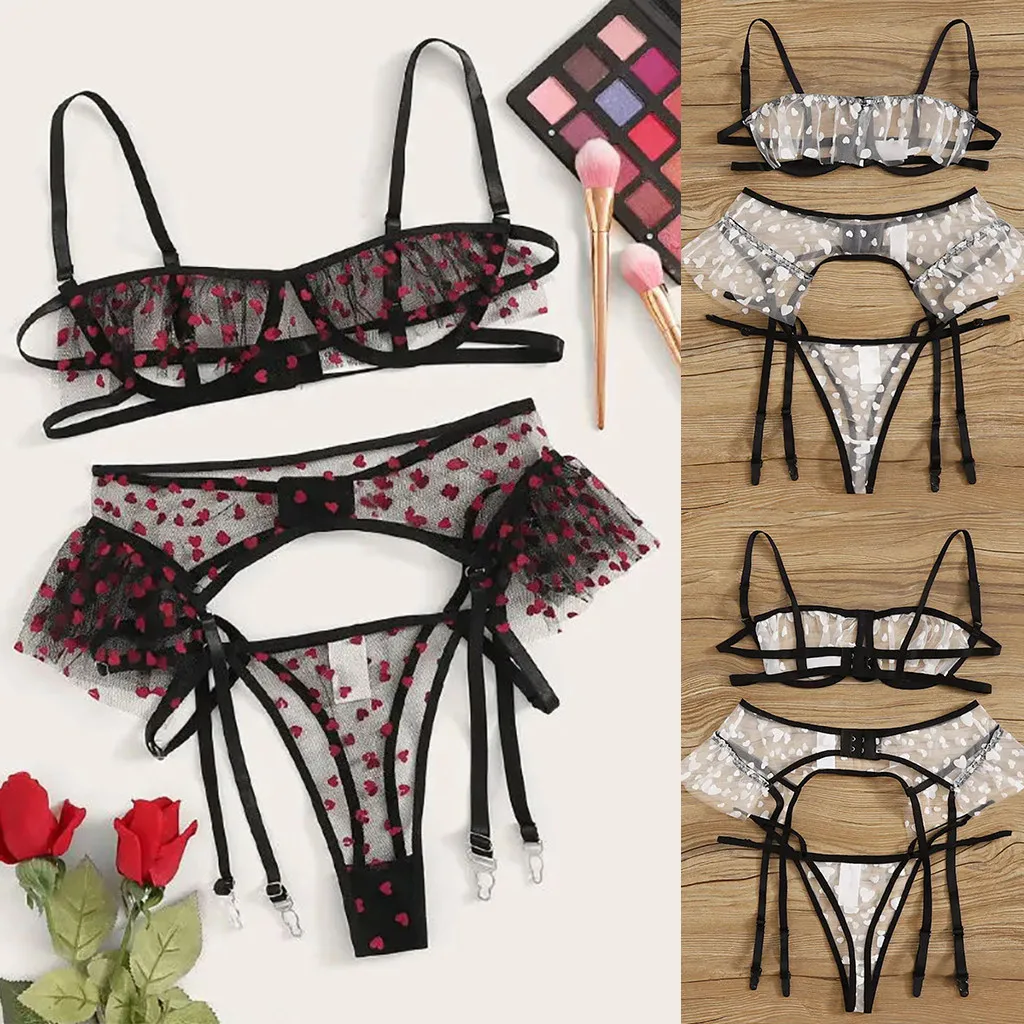 Женское кружевное нижнее белье Соблазнительный комплект из бюстгальтера +