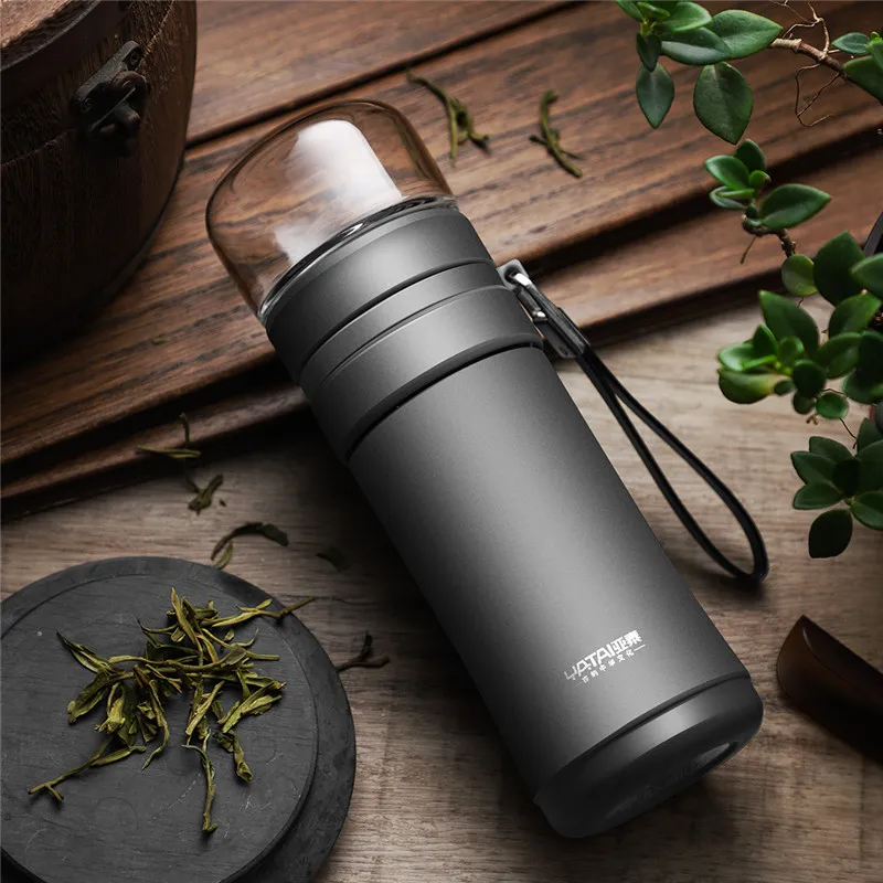 gray 300ml ONEISALL 570ml Stainless Steel Thermos Bottle Thermocup Tea Vaccum Flasks Christmas Gift Thermal Mug With Tea Insufer For Office - Color: gray 300ml