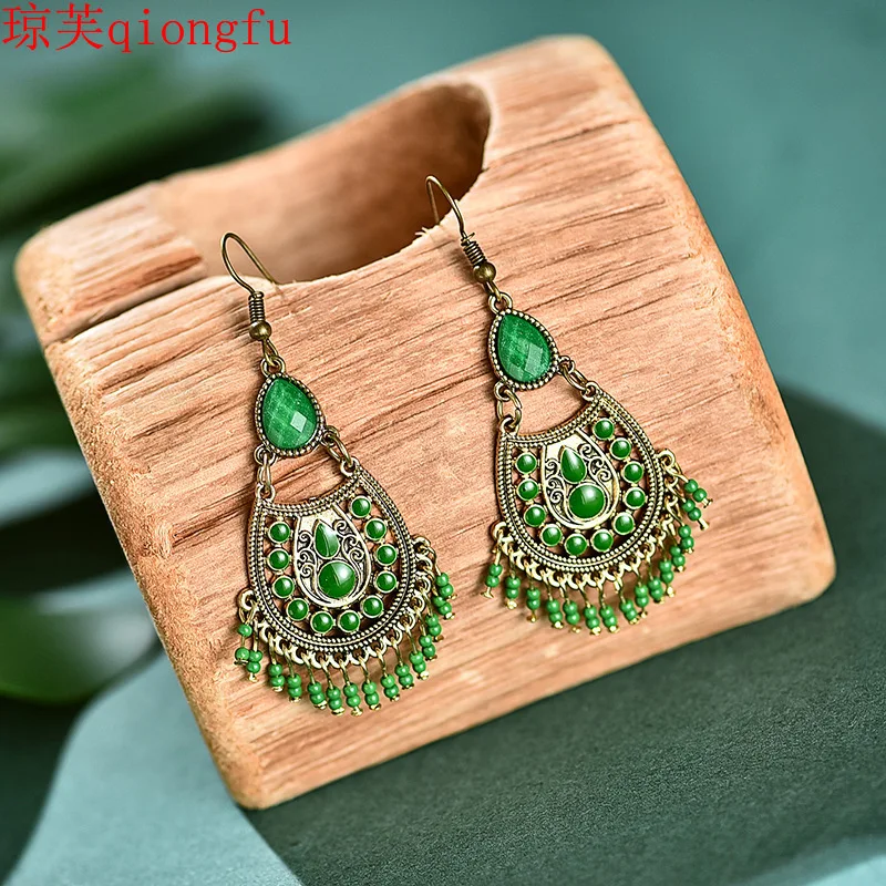 

Small beaded earrings Bohemian ancient wooden beads female dripping creative earrings earrings fashion jewelry 2021