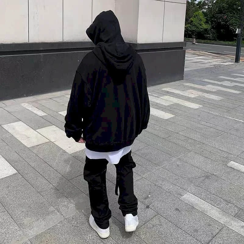 

Autumn Winter Men Hoodies Fake 2 Pieces Unisex Tops Solid Loose Long Sleeves Velvet Pullovers Women Jumpers