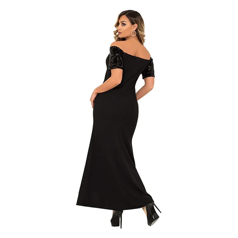 5xl 6xl 2019 платье макси большого размера элегантные вечерние платья с блестками для