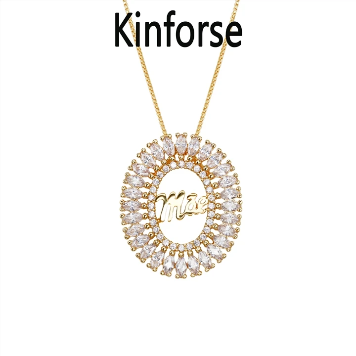 Ожерелье с кулоном Kinforse из Кубического циркония Mae, 3 шт./лот, ожерелье из меди с золотым/белым покрытием для женщин, модное ювелирное изделие, PWX006