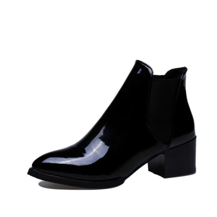 

Autumn Women Boots Pu Leather Wedges Ankle Boots Fashion Pointed Toe Winter Zipper High Heel Woman Boots Shoes 2020