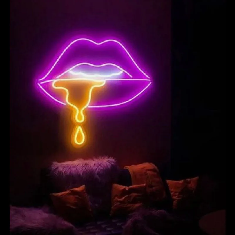 Неоновые вывески для слюнятия рта неоновые лампочки украшения спальни игровой