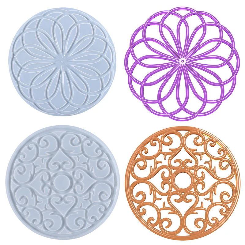 

DIY Mandala Round Resin Mold Hollow Out Coaster Epoxy Flower Tray Cup Mat Casting Silicone Mould DIY Crafts Home Decor Making