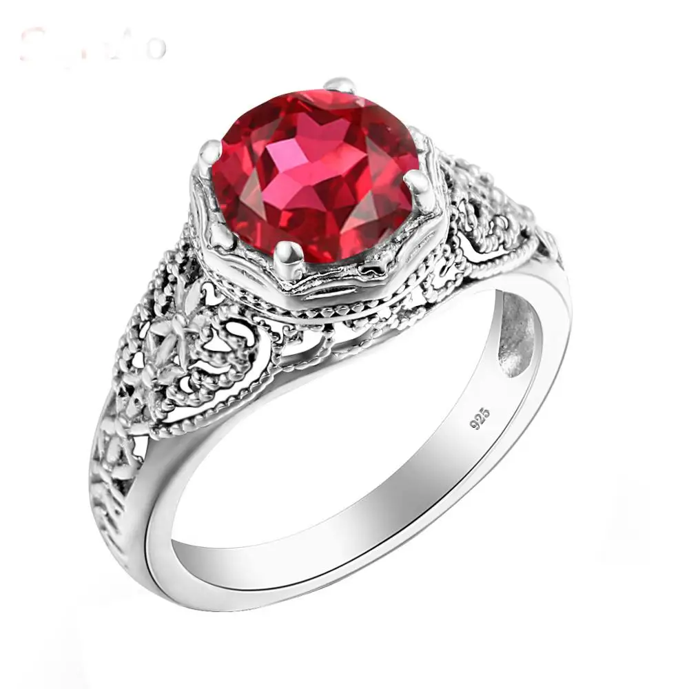 Кольцо с рубином камень 925 стерлингового серебра для женщин хорошее ювелирное