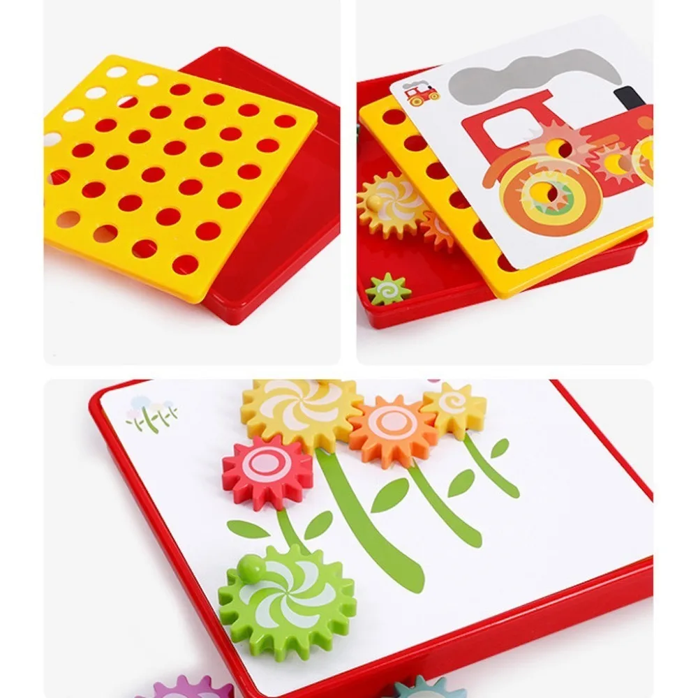 Детский развивающий креативный набор вращающейся шестерни искусство большая кнопка гриб ногти 3D