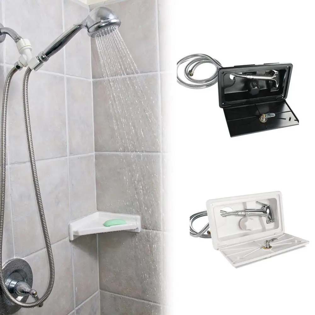

Shower Head External Exterior Outdoor Shower Camper Kit Black White Shower Kit With Cold Hot Adjustable Switch RV Motorboat C