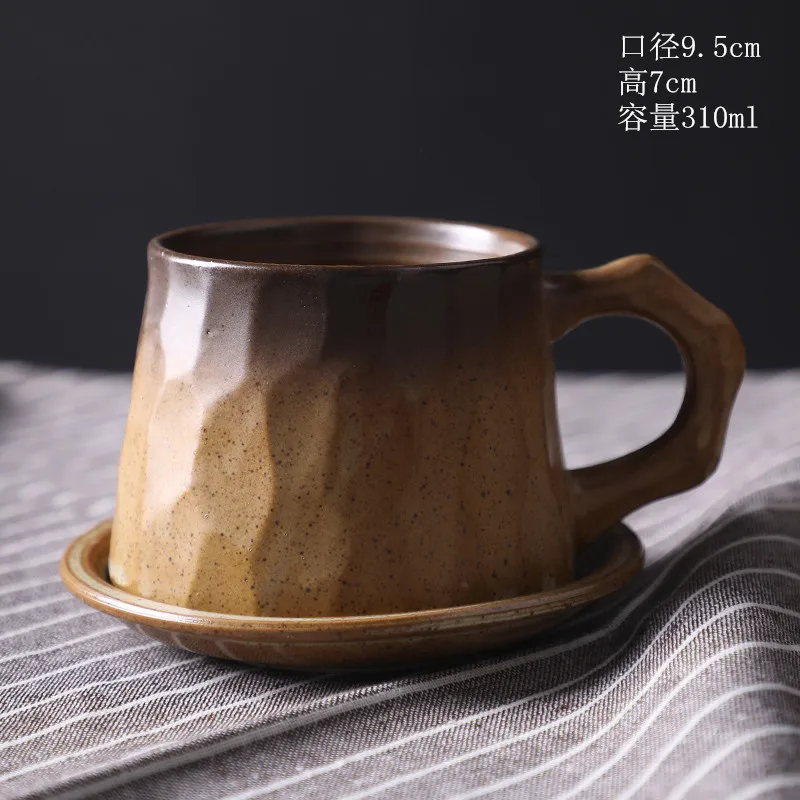 

Japanese retro ceramic coffee cup and saucer set creative coffee cup afternoon tea office mug stoneware coffee cup