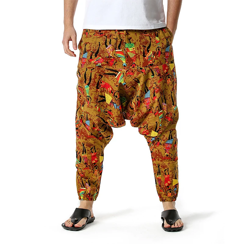 

Men Sweatpant Nepal Harem Hippie Wide Leg Loose Yoga Crotch Pants Baggy Bloomers Casual Jogger Fitness Athletic Pant Sportswear