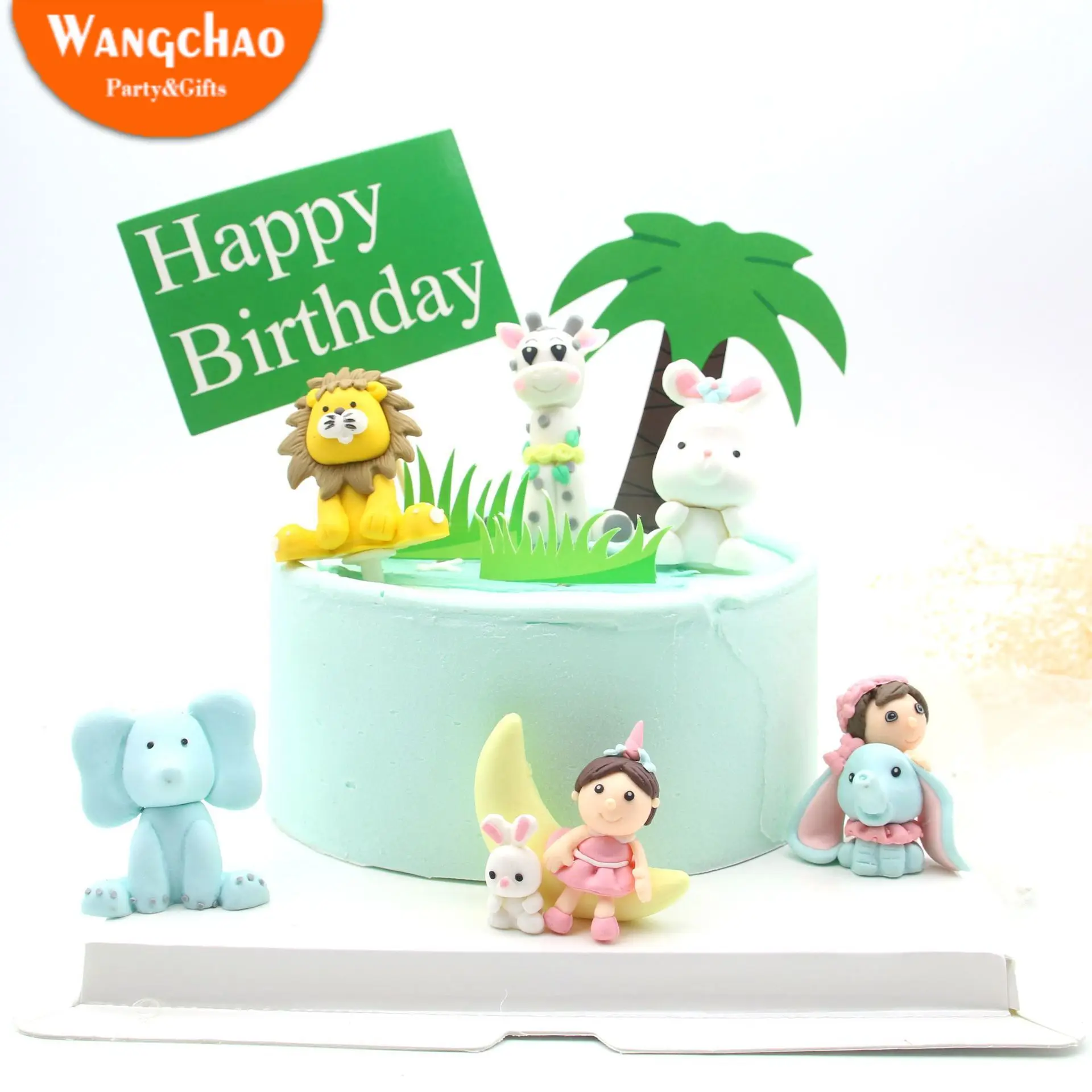 

Safari Cake Topper Lion Giraffe Rabbit Elephant Animals Party Supplies Polymer Clay Cute Cartoon Cake Decoration Accessories