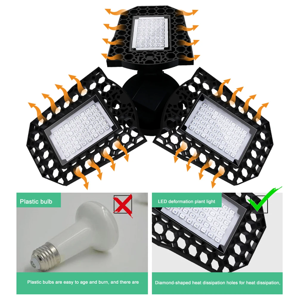 

Plants Lamps LED Grow Light E27 Three Leaf Folding Deformation Flower Plant Lighting Planting Nursery Supplement Lights