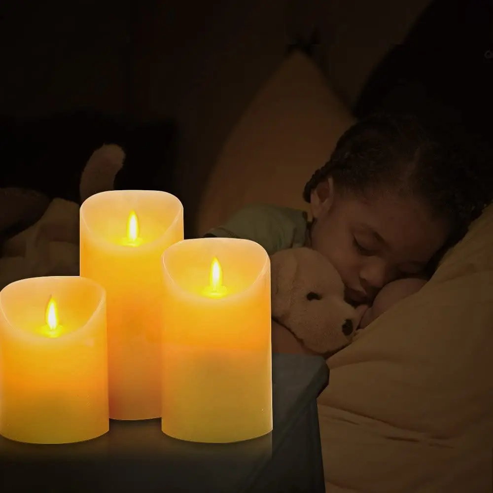 

3pack Flickering Flameless Candles Realistic LED Candles with Remote and Timer Battery Operated Candles Electronic LED Candle