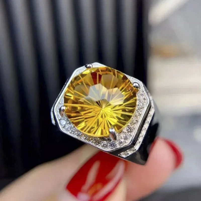 

Hot Sale Silver Color Inlaid Yellow Crystal Zircon Rhinestone Alloy Female Ring for Women Party Wedding Jewelry Accessories