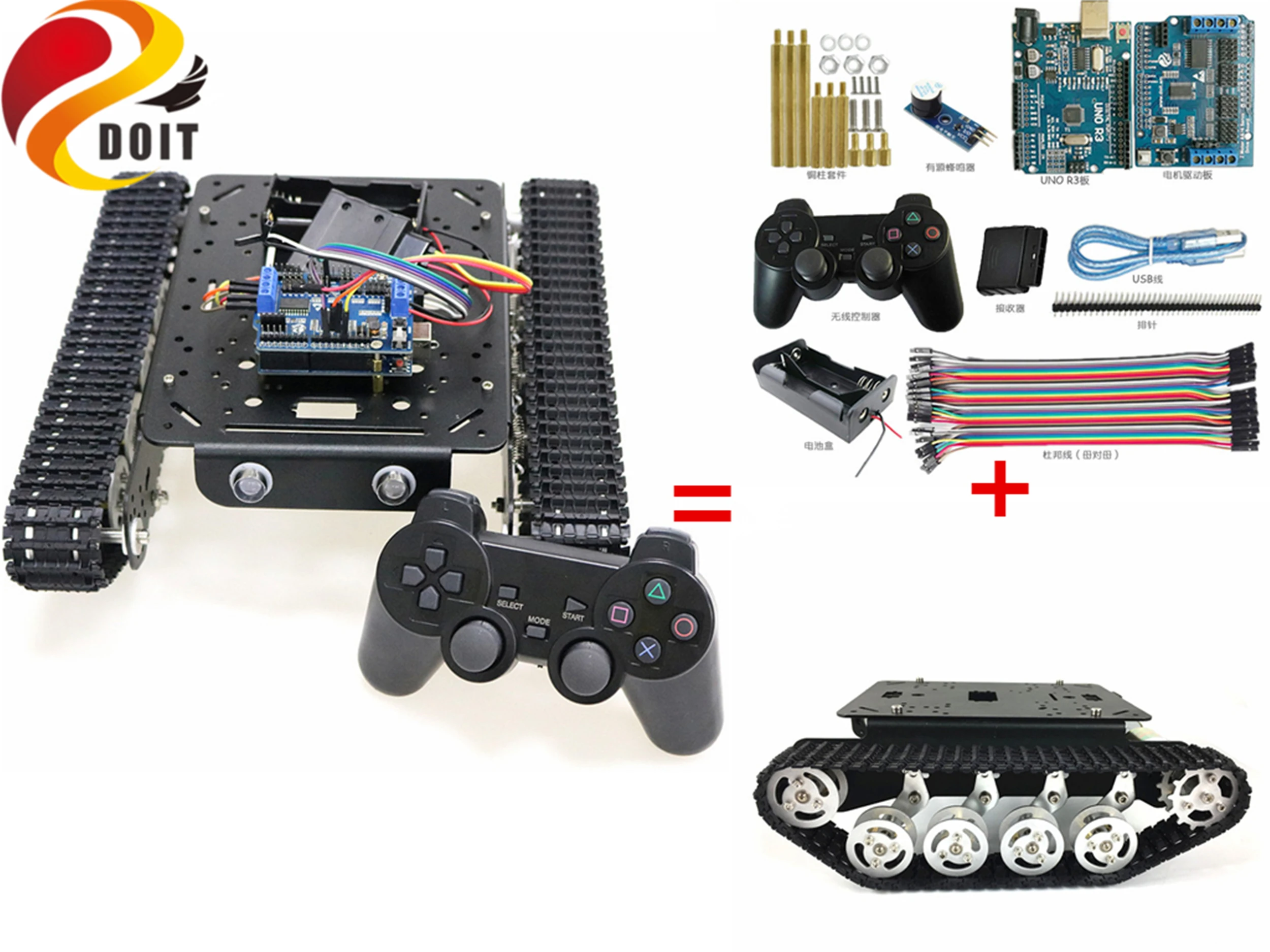 Контроллер SZDOIT PS2, металлический гусеничный амортизирующий комплект шасси для танка, гусеничный робот-мотор, для Arduino