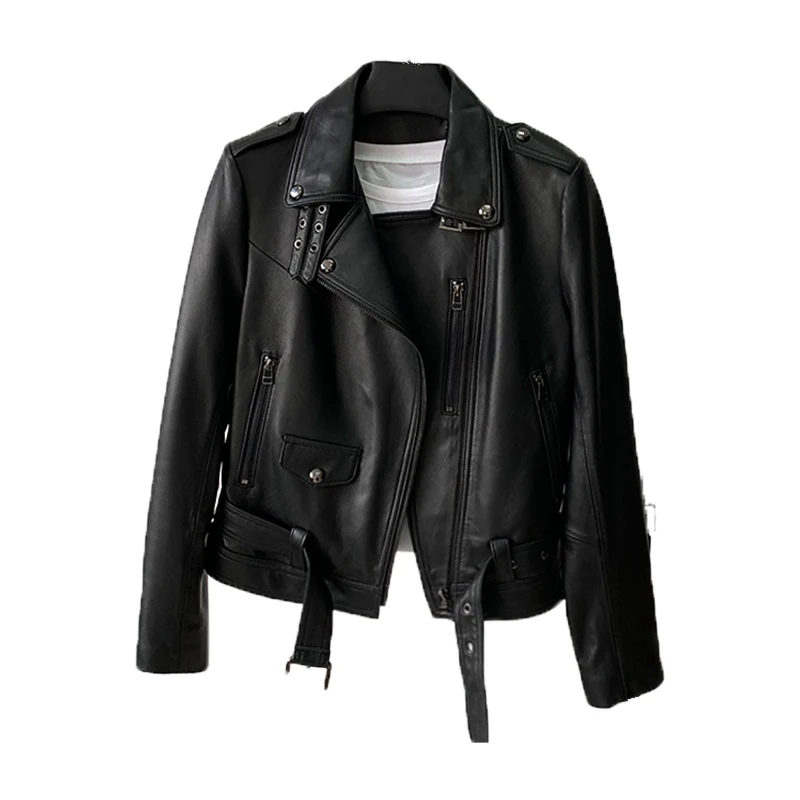 Новинка весны 2020 кожаная куртка из натуральной овечьей кожи женская короткая