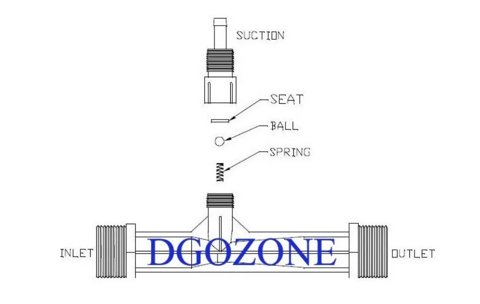 pvdf 1/" разъем инжектора Вентури миксер инжектор Вентури para ozono KH-A25100 DGOzone