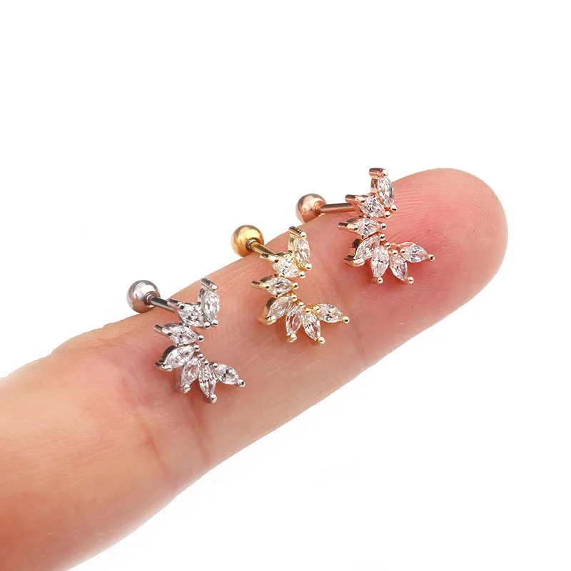 Pinksee 1 шт Золото Серебро циркон цветок штанга нержавеющая сталь CZ Tragus Diath хрящевая