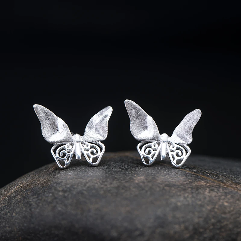 

Butterfly Stud Earrings 925 Silver Lovely Animal Insect 2021 New Fashion Jewelry For Women
