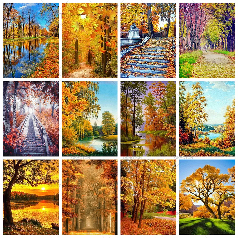 

Autumn Landscape Diamond Painting Kit 5D DIY Cross Stitch Mosaic Sale Embroidery Forest Scenery Crafts Gift Diamond Art Decor