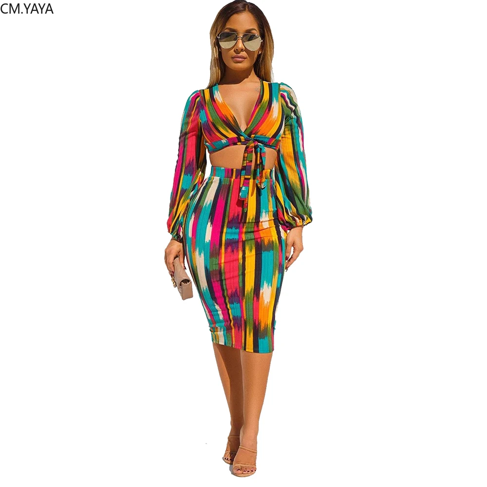 Зимний женский спортивный костюм с длинным рукавом вязаные топы принтом и брюки