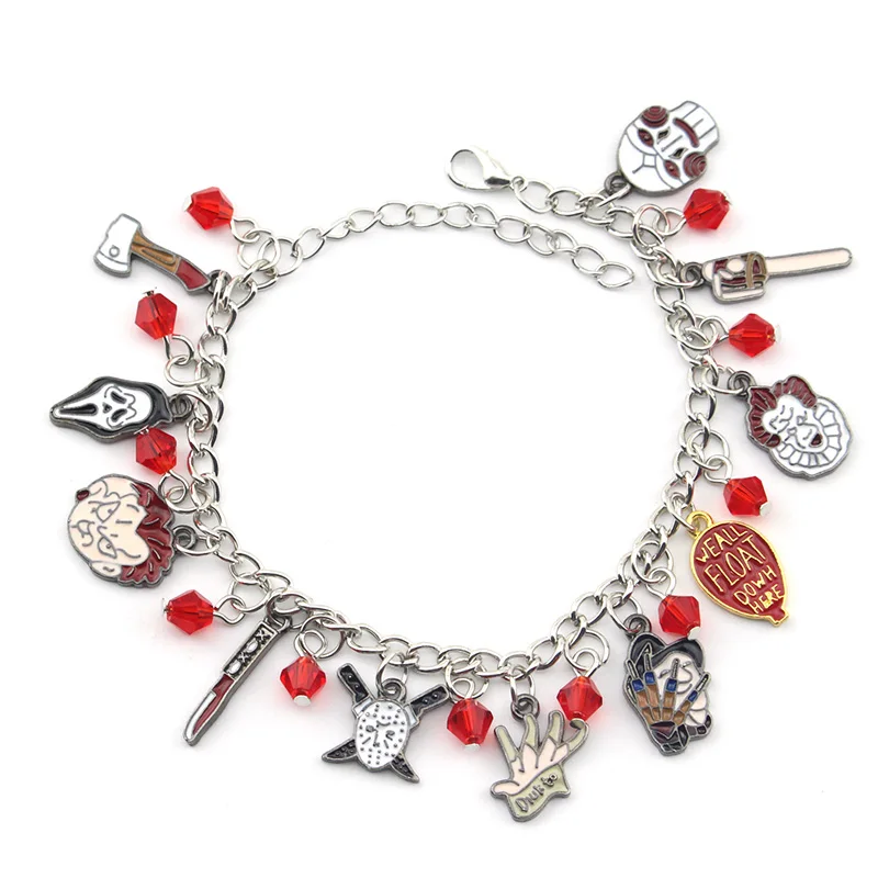 

Annabellle Conjuring Captain Spaulding Hellraiser Leatherface Horror Charm Bracelet Holloween Jewelry Gifts