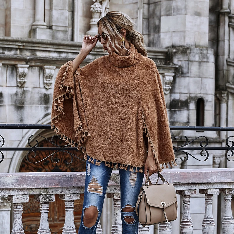 Женское пончо с рукавом летучая мышь на осень/зиму | Женская одежда