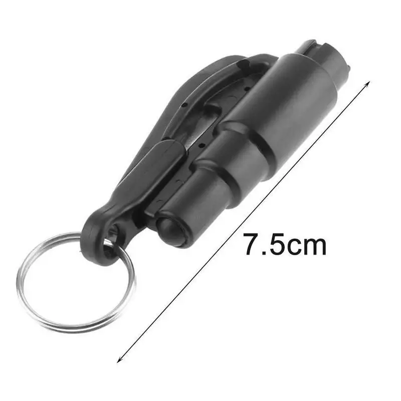 

Car Safety Hammer Spring Type Escape Hammer Window Breaker Punch Seat Belt Cutter Hammer Key Chain Auto 3 in 1 Car Life Keychain