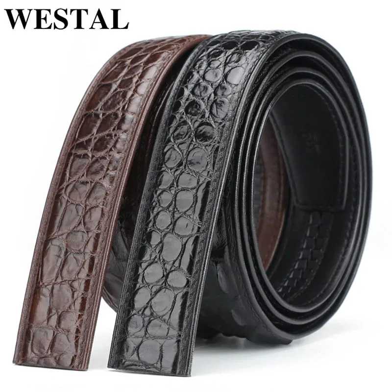 WESTAL men genuine leather belt luxury designer belts men alligator fashion strap male Jeans for man high quality cowboy belt