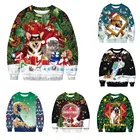 Новинка осенне-зимние рождественские костюмы забавная Рождественская 3d цифровая печать круглый вырез Повседневный Уродливый Рождественский свитер оптовая продажа