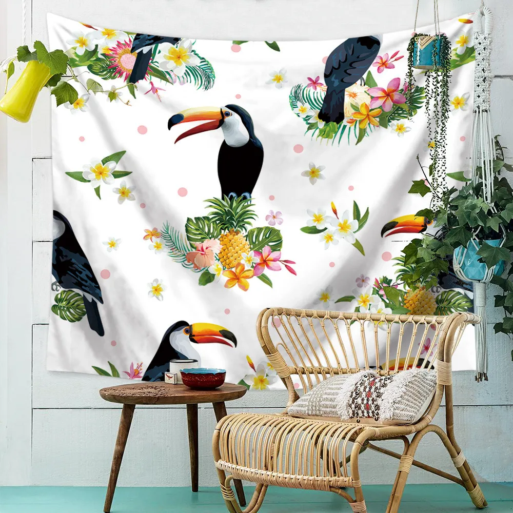 Евровинтажный гобелен с принтом птиц в стиле Хиппи Мандала настенное богемное