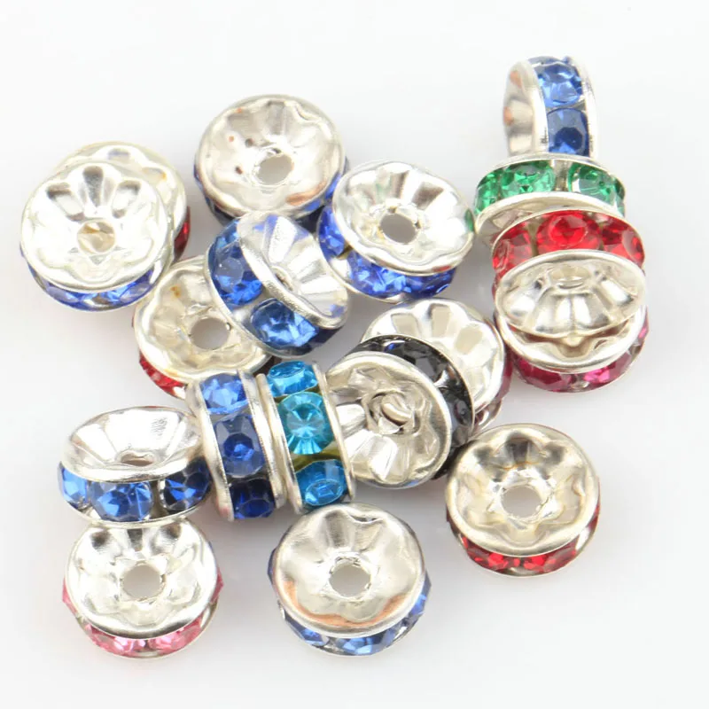 Wholesale 100pcs Rondelle Rhinestone Crystal Spacer Beads lace Flower beads for Jewelry Making 8mm Hole is about 1.5mm | Украшения и