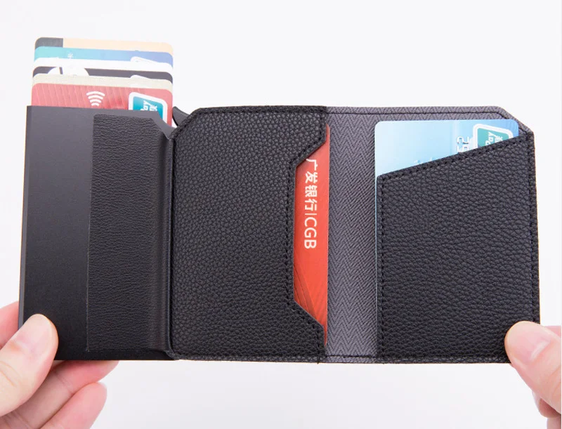 Противоугонный Чехол для карт из углеродного волокна RFID всплывающий клатч бумажник для смарт-карт Многофункциональный мужской унисекс держатель для карт 6 цветов