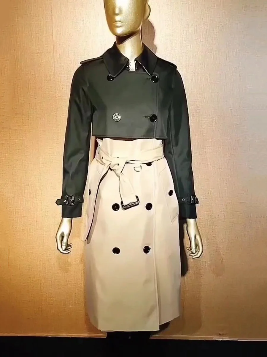 

Женский тренчкот SHZQ, британское пальто, осень и зима, новый модный топ с прострочкой