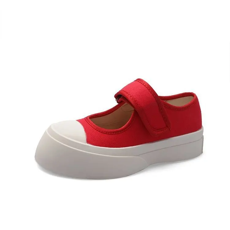 

Flat Platform Mary Jane Canvas Shoes Women One Strap Velcro Buckle White Shoes Women Casual Fashion Breathable Sneakers Female