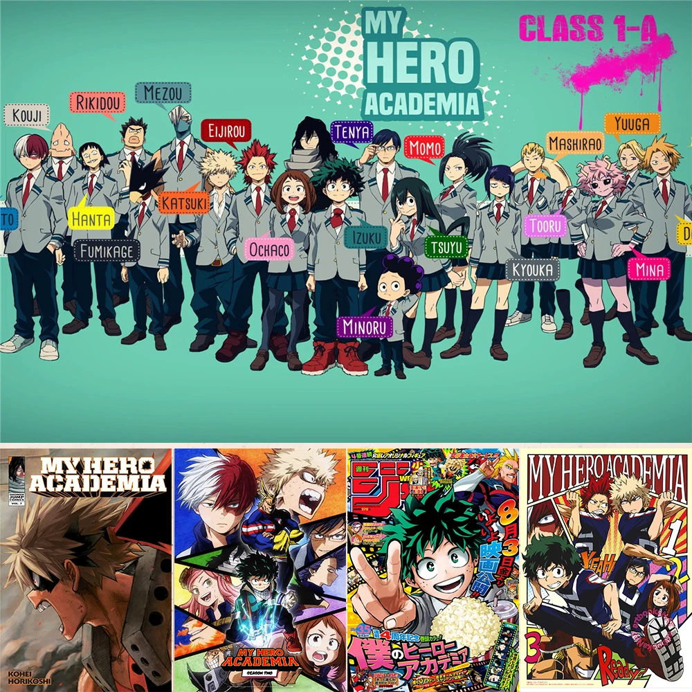 Винтажная Подростковая аниме Моя геройская Академия крафт-бумага и плакат с