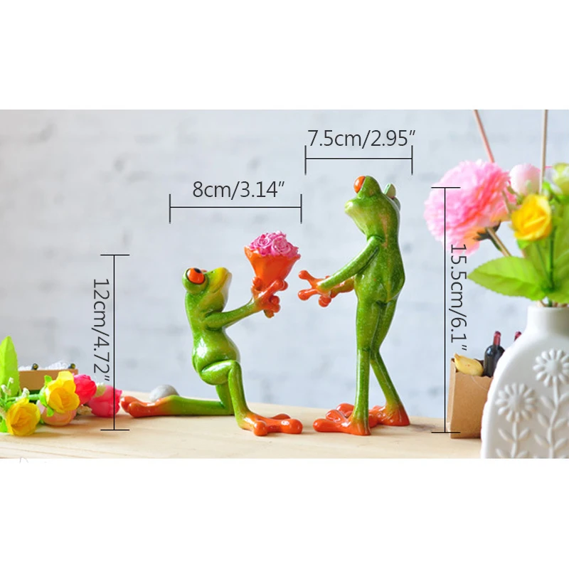 

Strongwell American Romantic Proposal Frog Couple Figurines Animal Miniature Model Home Decoration Valentine's Day Birthday Gift