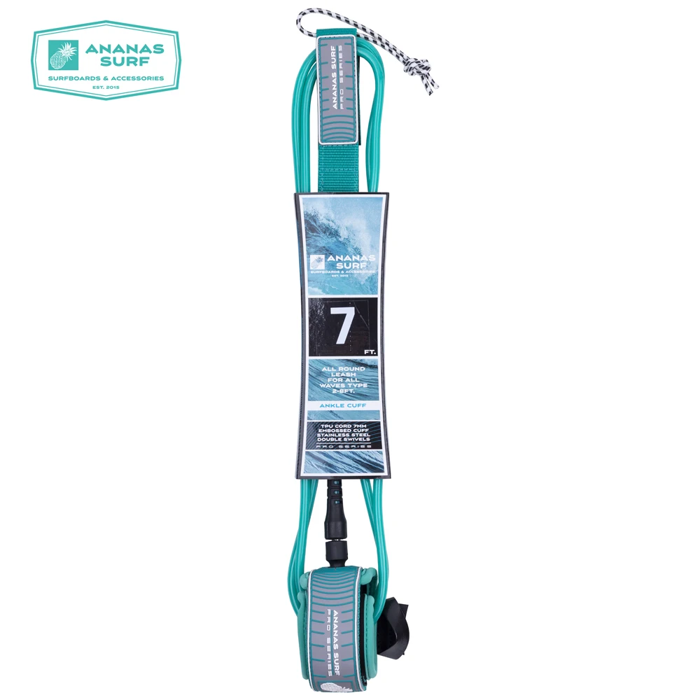 Поводок для доски серфинга Ananas Surf Pro Series 7 футов 213 см. Защитный шнур мм из ТПУ с