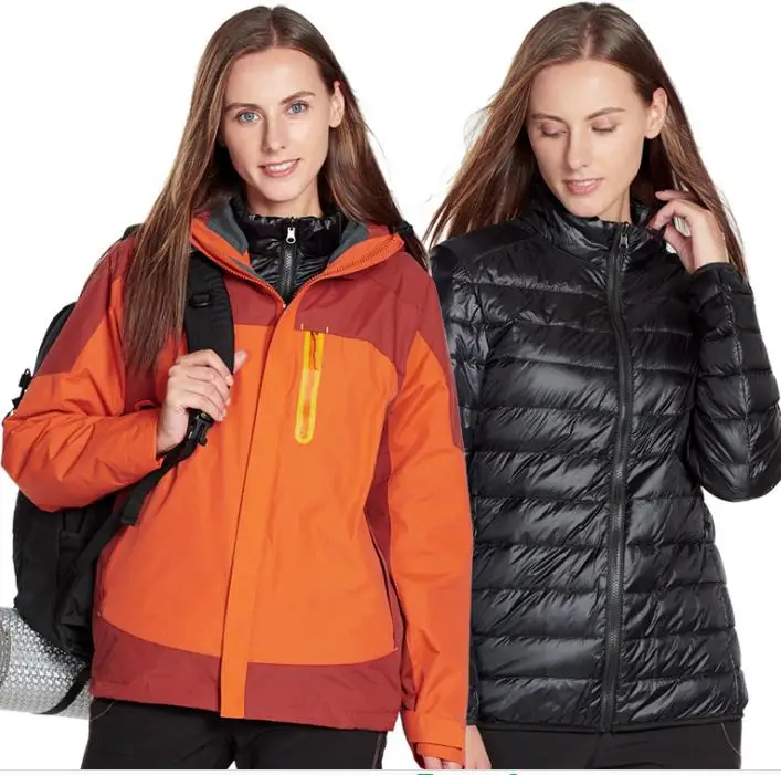 Мужской и женский зимний пуховик ветрозащитный теплый лыжный костюм альпинизм