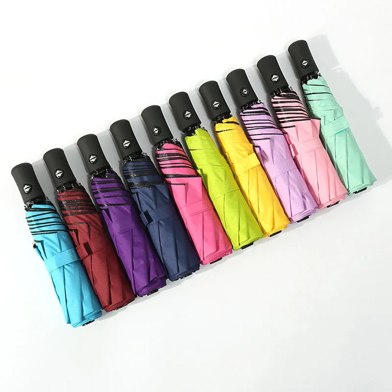 

Fully automatic vinyl sunscreen rain and rain dual-purpose sunshade 8 bone three fold vinyl umbrella